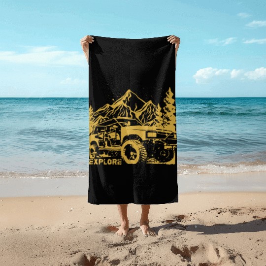 Jeep Car and Nature Mount Beach Towels