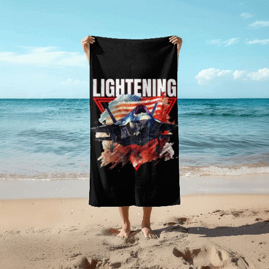 F35 Lightning Fighter Jet Plane Veteran Military Beach Towels