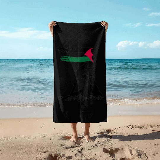 free palestine standing flag silhouette Beach Towels