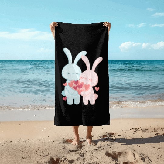 Whimsical Duo: Creative Couple Graphics Design Beach Towels