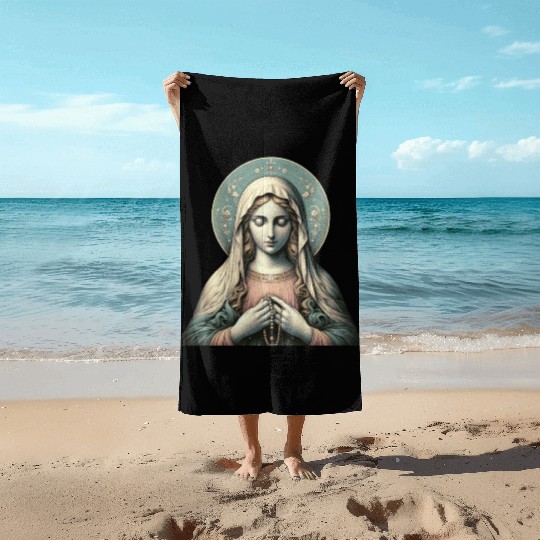Serene Madonna ic Image Beach Towels