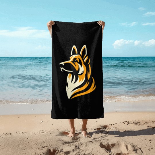 German Shepherd Elegance Beach Towels