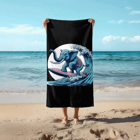 Surfing elephant Beach Towels
