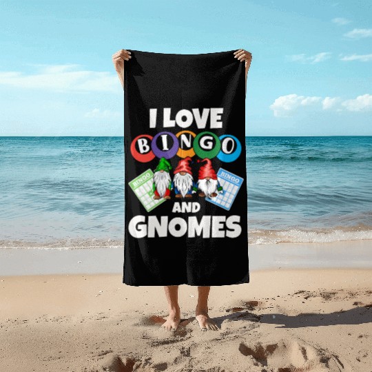 I love Bingo and gnomes funny Beach Towels