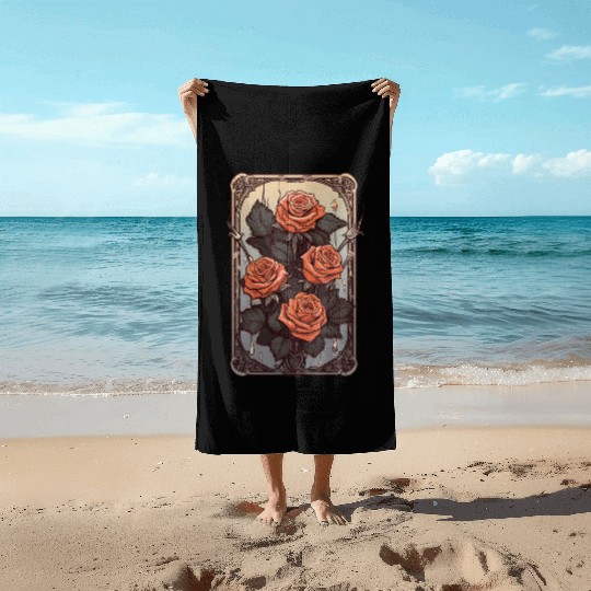 Rose Tarot Card Reader Astrology Occult Beach Towels