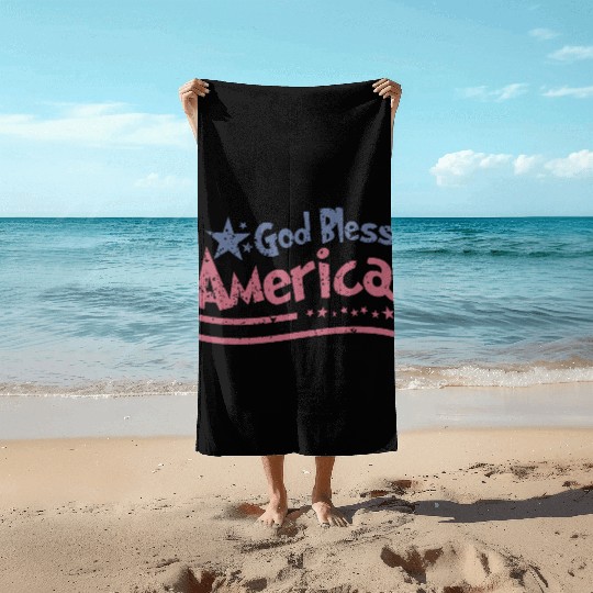 God Bless America Lovers Independence Beach Towels