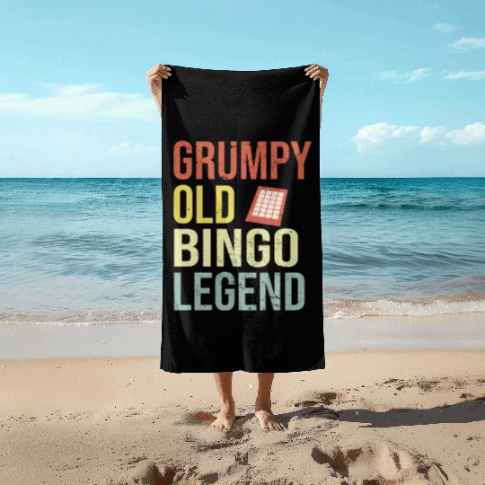 Grumpy old Bingo Legend Bingo Player Beach Towels
