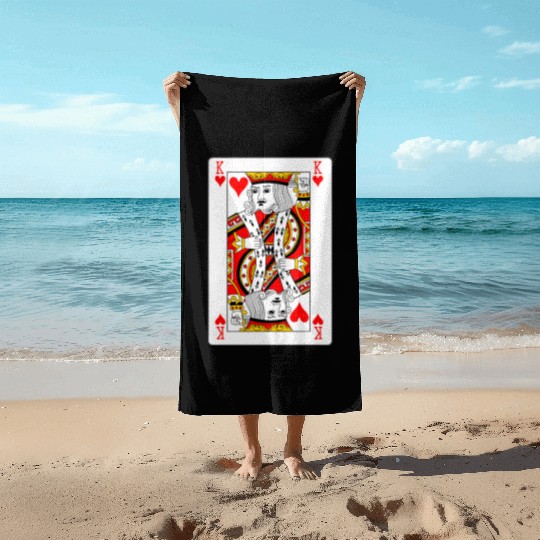 King of Hearts Playing Card Beach Towels