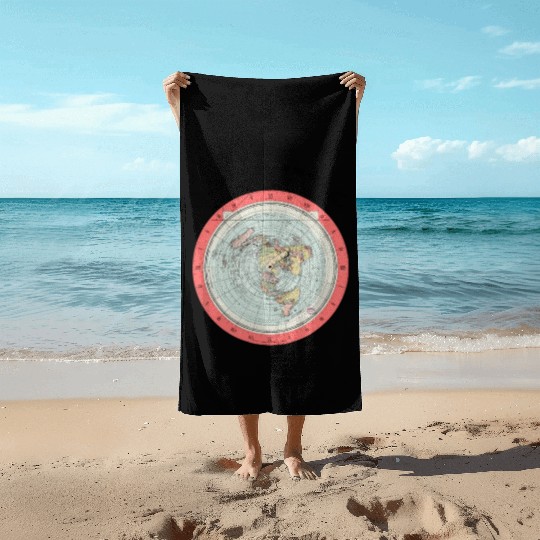 Flat Earth Theory World Map - Funny Conspiracy The Beach Towels