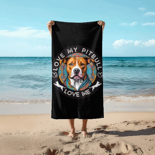American Pitbull Terrier Beach Towels