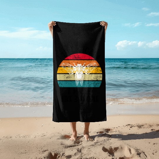 I Like Cicada & Maybe Like 3 People, Retro Sunset Beach Towels