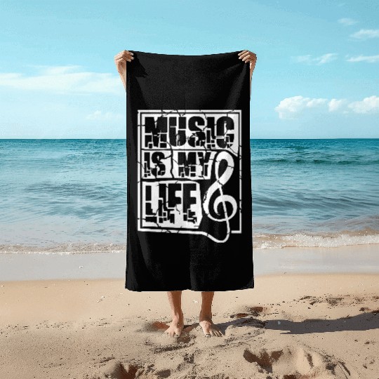 Music Is My Life Party Club Concert Sound Love Beach Towels