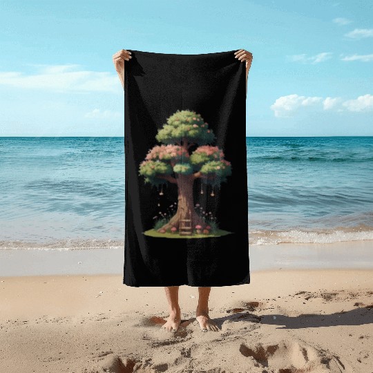 Colorful Tree Life is Really Good Tree Beach Towels