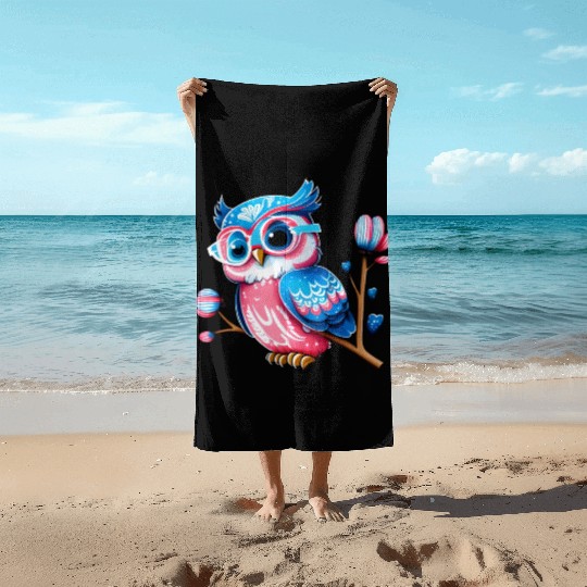 Red White and Blue Owl Beach Towels