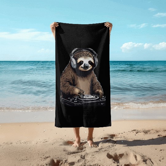 Sloth DJ Beach Towels