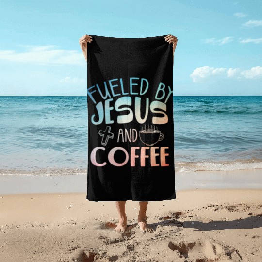 Cool Coffee Jesus Art Christian Coffee Lover Beach Towels