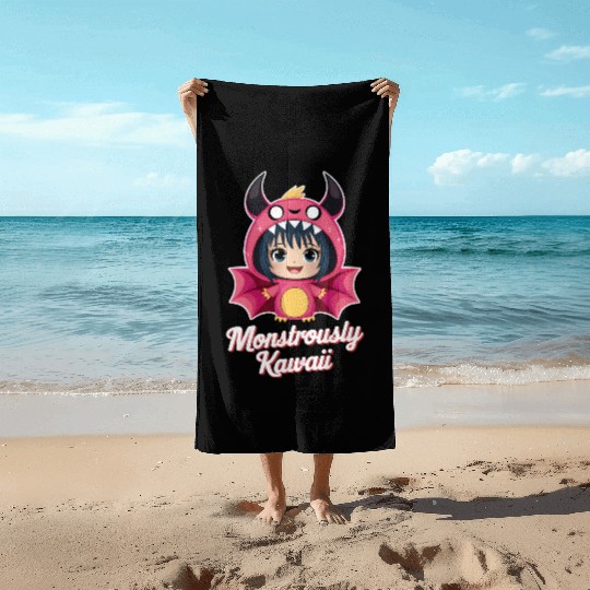 Anime Girl in Monster Suit Beach Towels
