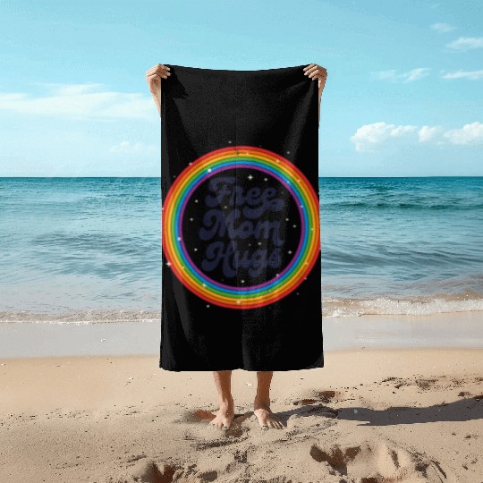 LGBTQ Free Mom Hugs Gay Pride LGBT Ally Rainbow Beach Towels