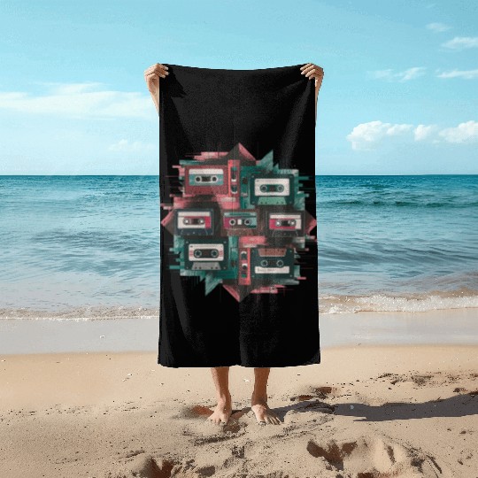 80s Retro Cassette Classic Cassette Tape for a Beach Towels
