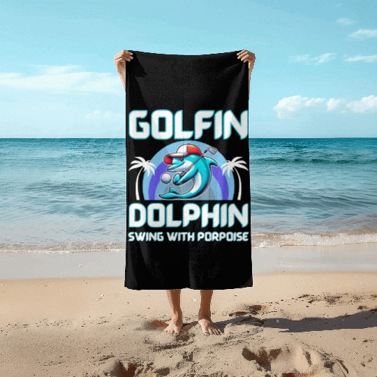 Dolphin playing golf Beach Towels | Gift for dad | Gift