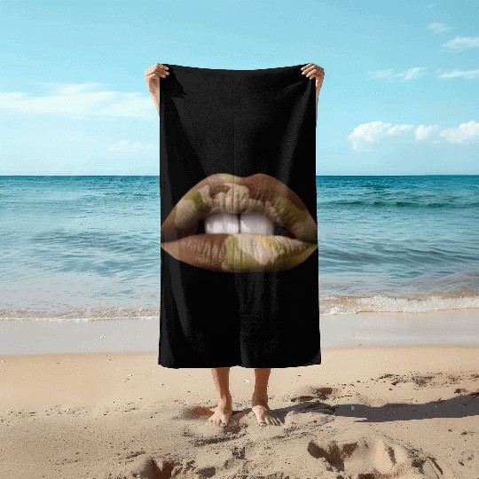Camo Lips Beach Towels