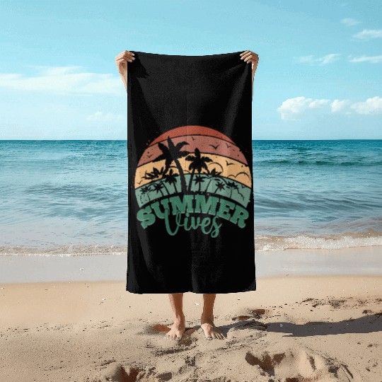 Summer Sunset Palm Tree Vintage 70s 80s Beach Towels