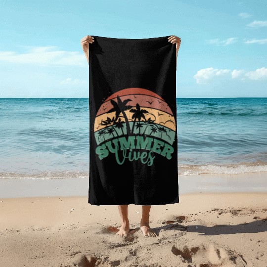 Summer Sunset Palm Tree Vintage 70s 80s Beach Towels