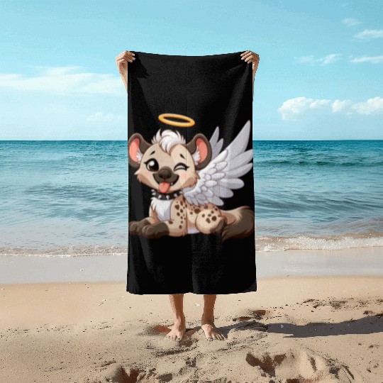 Hyena angel wings halo fantasy Beach Towels