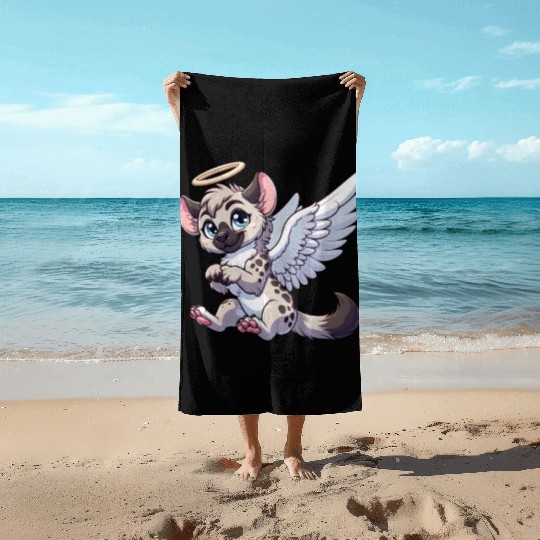 Hyena angel wings halo Beach Towels