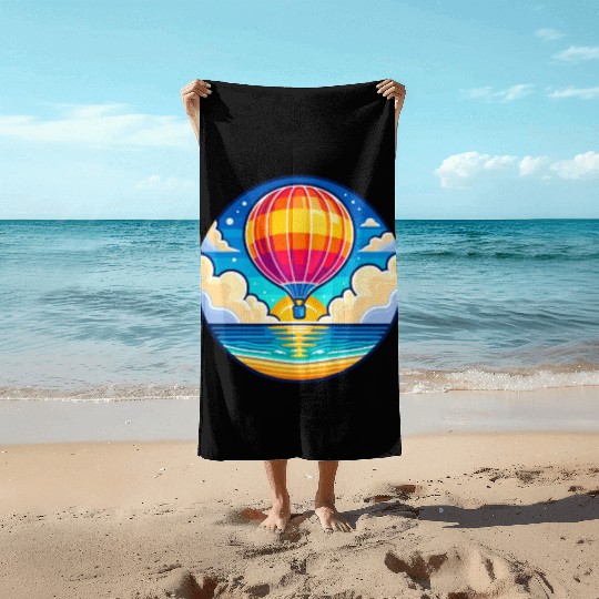 Skyward Journey: Soaring Hot Air Balloon Beach Towels