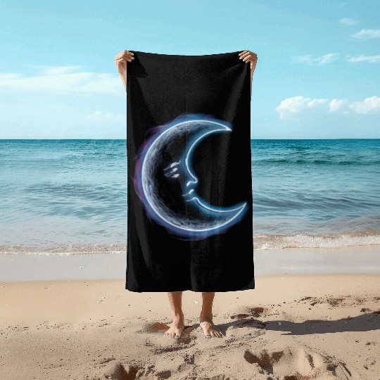 Neon moon Beach Towels