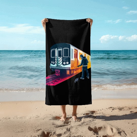 AI Teen at Subway Layup Masked Beach Towels