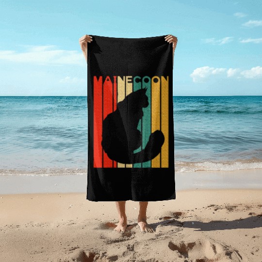 Maine Cat Silhouette Maine Lover Beach Towels