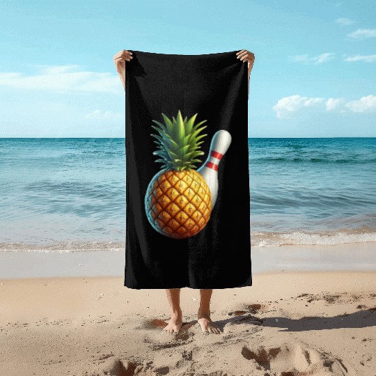 bowling ball and pineapple Beach Towels