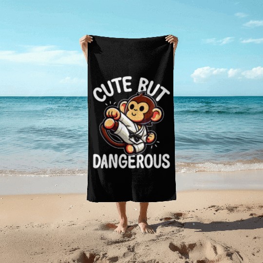 Cute but Dangerous Karate Taekwondo Monkey Karate Beach Towels