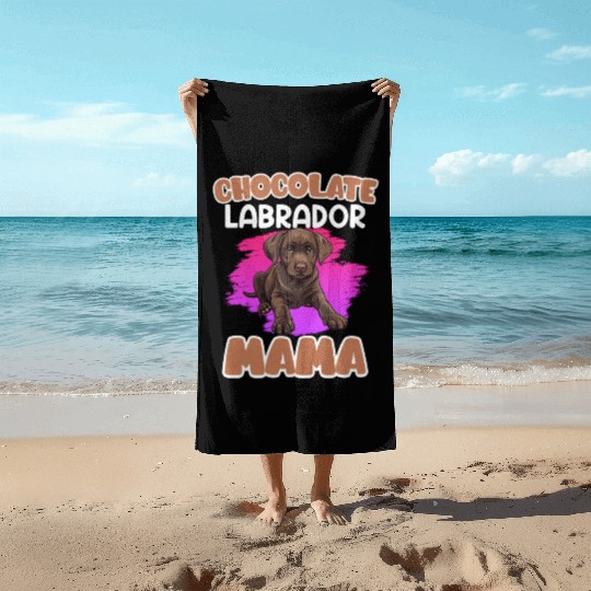 Labrador Retriever CHOCOLATE LAB MOM Labrador Beach Towels