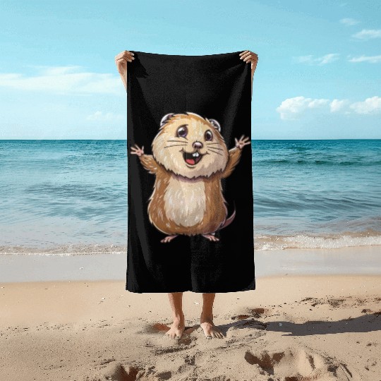 Happy Lemming Embrace The Joyful Moments Beach Towels