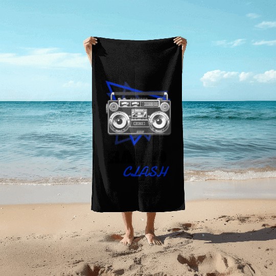 Punk Rock Radio Clash Retro Boombox Music Beach Towels