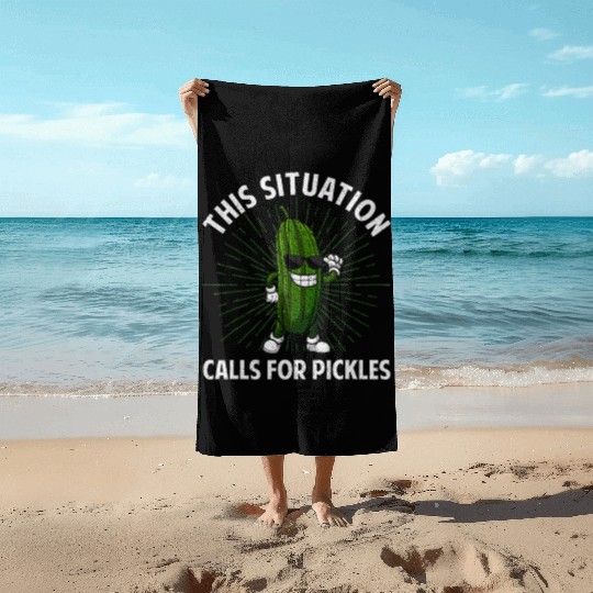 Pickle Design Cucumber Dill Pickle Lover Beach Towels