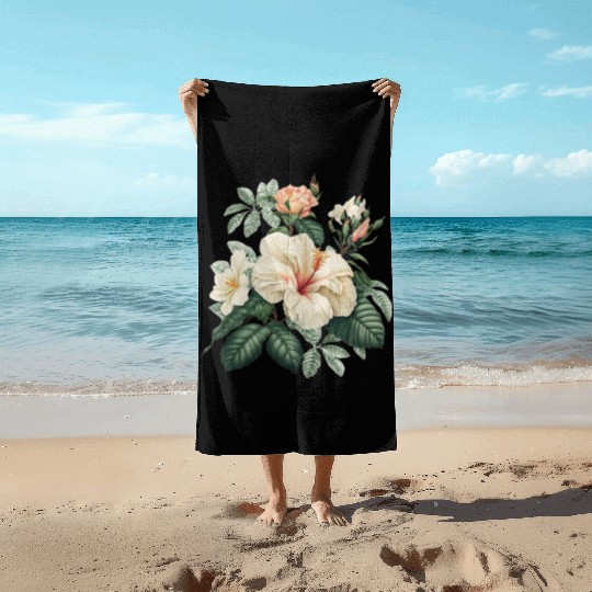 Watercolor Tropical Flowers Clipart, Tropical Beach Towels