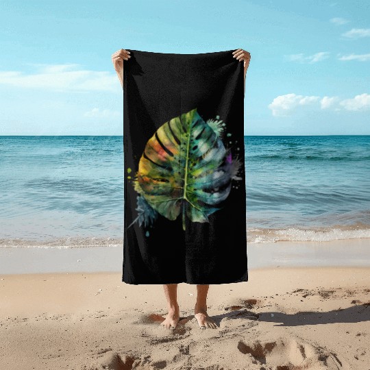 Watercolor Tropical Leaves Clipart, Tropical Leaf Beach Towels