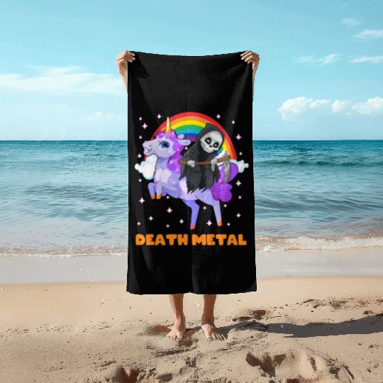 Goth Rock Satan Unicorn Festivals Death Metal Beach Towels