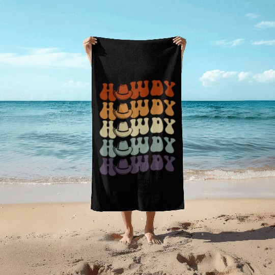 Western Country Texas Cowboy Hat Beach Towels
