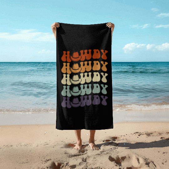Western Country Texas Cowboy Hat Beach Towels