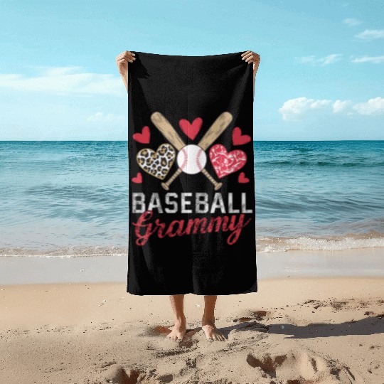 Baseball Grandma Grandmother Grandparents Day Beach Towels
