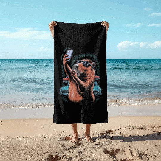 Capybara Selfie Classic Funny Weird Beach Towels