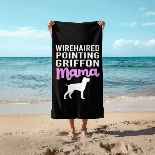 Mothers Day Wirehaired Pointing Griffon Dog Mom Beach Towels