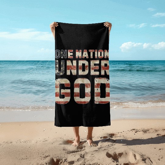 US American Flag One Nation Under God 4th Of July Beach Towels