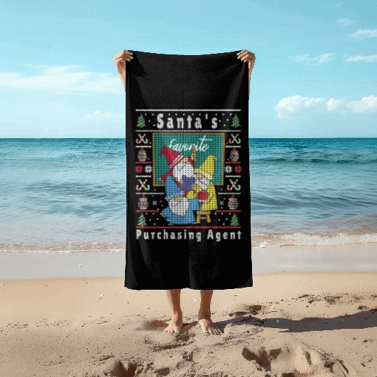 Santas Elfs Ugly Christmas Purchasing-Agent Beach Towels