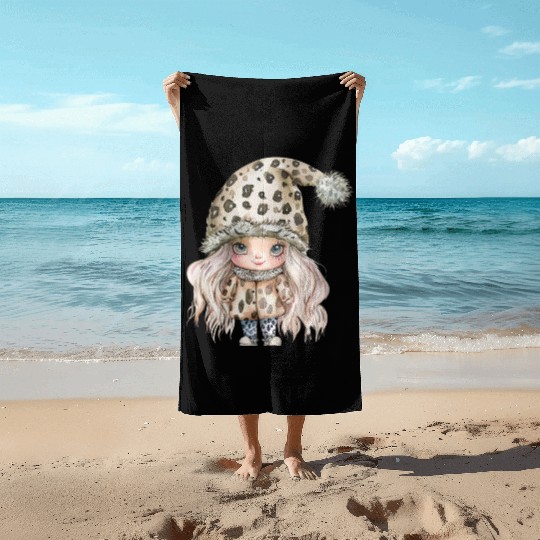 Leopard Print Gnome Clipart Images, Girly Beach Towels
